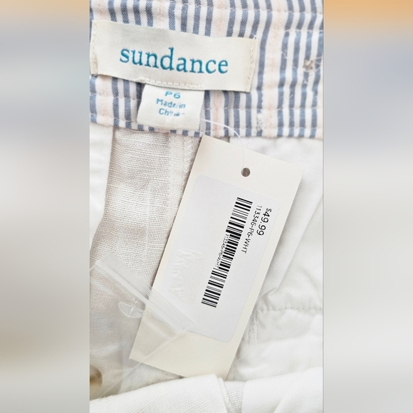 NWT Sundance Benicia Linen/Cotton  Pleated White Blue Floral Pants Size P6 - Picture 7 of 8